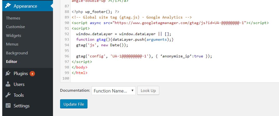 Wordpress google tag with added code