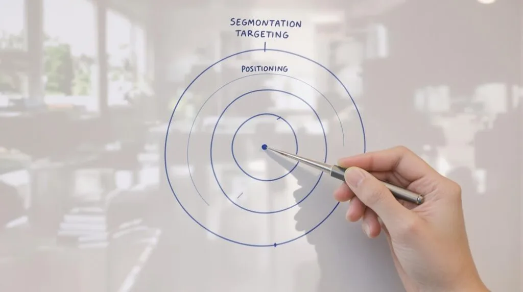 Target with a pin point in the middle and Segmentation Targeting written above