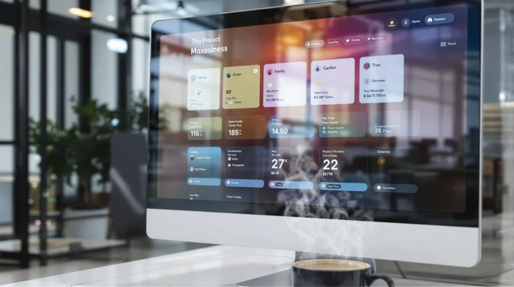 Monitor showing dynamic web elements