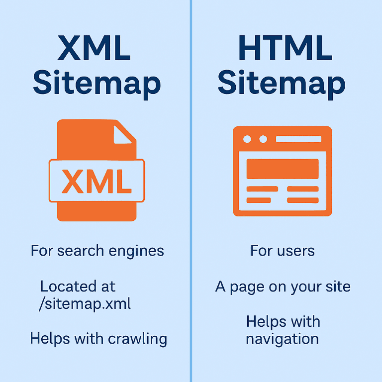 XML and HTML Sitemap Comparison explaining the uses for each