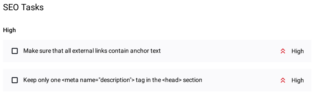 SEO Tasks SEO Tasks