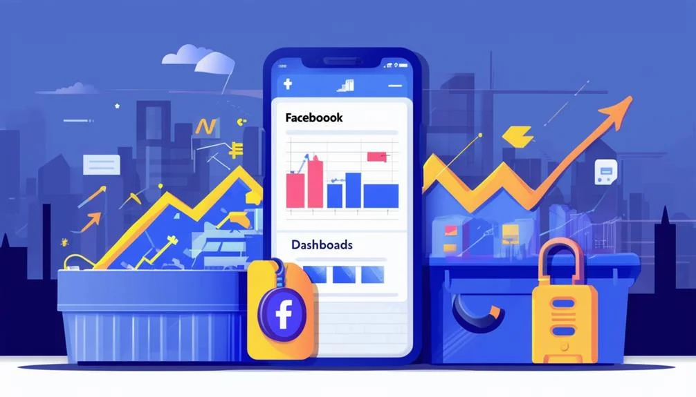 Phone with Facebook insights on the screen.