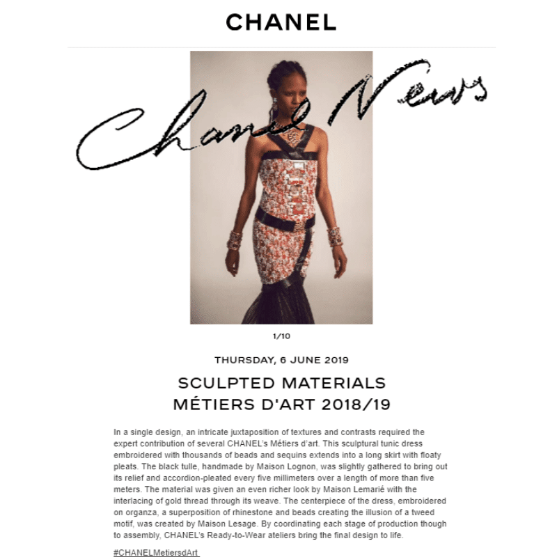 Image of short blog from Chanel website