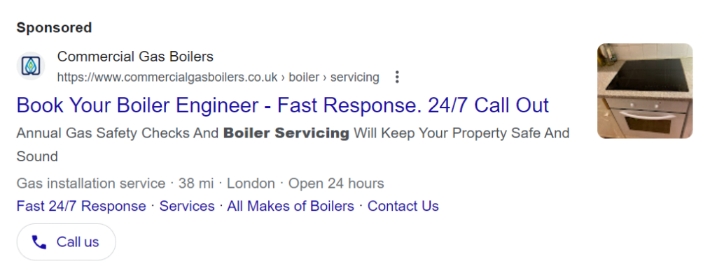 Pay Per Click Advert for plumber